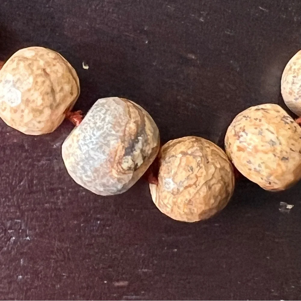 Vintage (21”) Picture Jasper Graduated Bead Necklace, Brown Jasper Semi Precious
